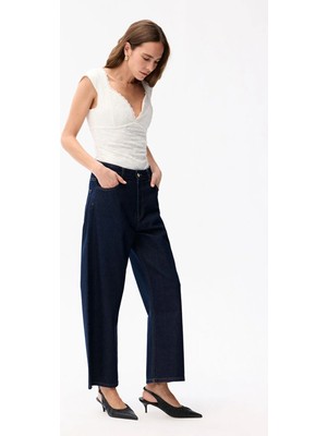 Adl Dikiş Detaylı Denim Pantolon Lacivert 15343746002