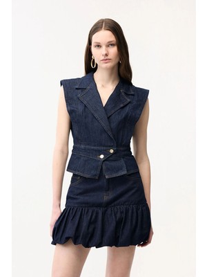 Adl Erkek Yaka Jean Yelek Lacivert 17943705002