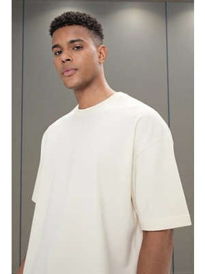 Fancy & Fun Unisex Oversize Pamuk T-Shirt Düz Renk Rahat Kesim