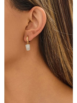 Fayra Accessories Afrika Akuamarin Doğal Taşlı Altın Kaplama Küpe