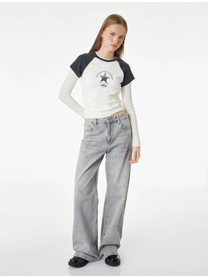 Koton Pamuklu Baskılı Ekru Kadın T-Shirt 6SAL10067IK