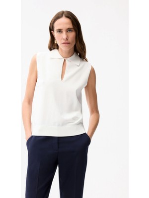 Adl Damla Detaylı Triko Bluz Kemik 11546119000