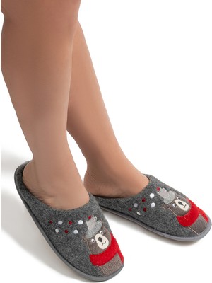 Twigy Cafe Kadın, Garson Boy Ev Terliği Koyu Gri 35/39