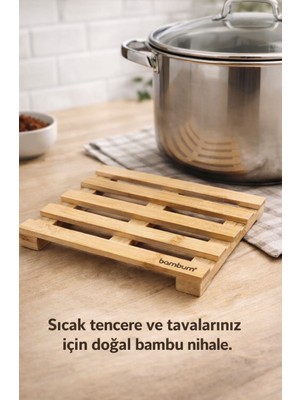 Volaconcept Doğal Bambu Nihale , Çaydanlık Altlığı , Tencere Altlığı