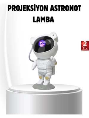 Aesco Bluetooth Müzikli Astronot Projeksiyon Lambası Yıldız ve Ay Efektli
