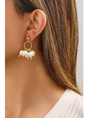 Fayra Accessories Mayorka Cam Incili Altın Kaplama Küpe