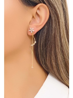 Fayra Accessories Zirkon Taşlı Altın Kaplama Küpe