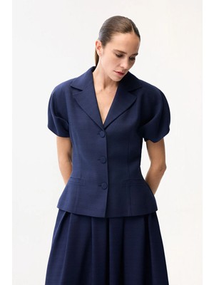 Adl Kısa Kollu Ceket Lacivert 11943421004