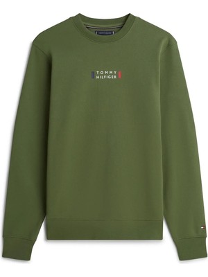 Tommy Hilfiger Brand Love Sweatshırt Erkek Yeşil Sweatshirt - MW0MW41428