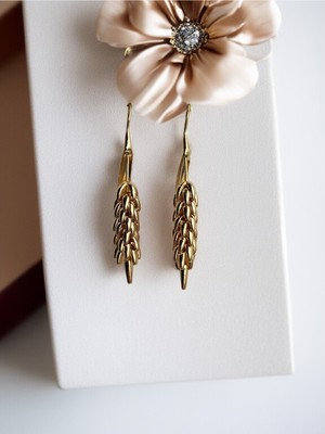 Fayra Accessories Başak Figürlü Altın Kaplama Küpe