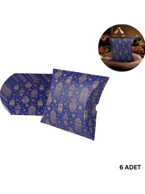 Roco Paper Co. Ramazan Desenli Karton Hediye Kutusu Bayram Hediyelik, Şeker, Yastık Kutu, 20X15X5 Cm, 6 Adet