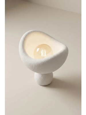 Luna Tasarım Masa Lambası Gri Bronz Detaylı Abajur Loş Amber Işık, Rustik Ampul Hediyeli 20 x 37 cm