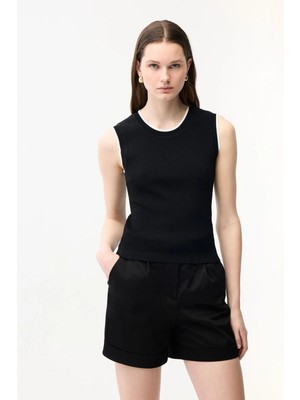 Adl Kolsuz Triko Bluz Siyah 11545157001