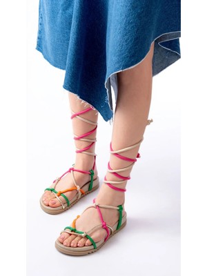 Uslucan Alışveriş 1001-1001 Multi Bilekten Bağcıklı Kadın Sandalet