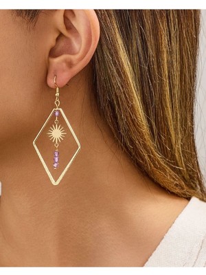 Fayra Accessories Güneş Figürlü 18 Ayar Altın Kaplama Küpe