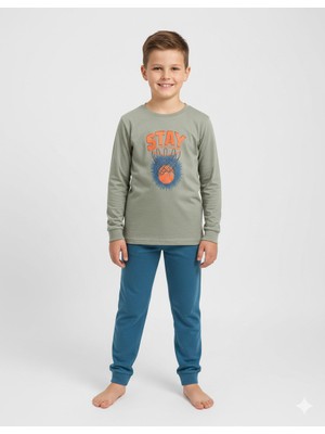 Elmas Kids Erkek Çocuk Pijama Takımı Dinazor Desenli ELM-3101