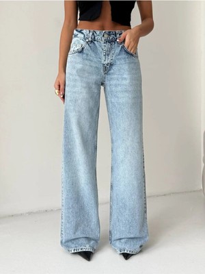 DENİKK Trend Özel Tasarım Wide Leg Denim Rahat Kalıp Jean Pantolon(1)