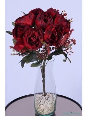 Yapay Çiçek Sitesi Yapay Şakayık Demeti Köpük Cipsolu Aranjman Kırmızı 12 Dal