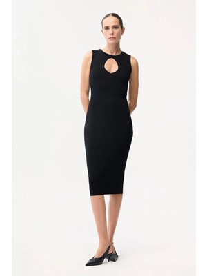 Adl Kolsuz Uzun Trıko Elbise Siyah 12446612000