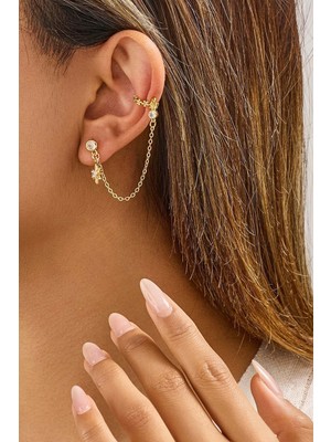 Fayra Accessories Zirkon Taşlı Altın Kaplama Küpe