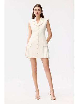 Adl Piliseli Elbise Vanilya 12445735001