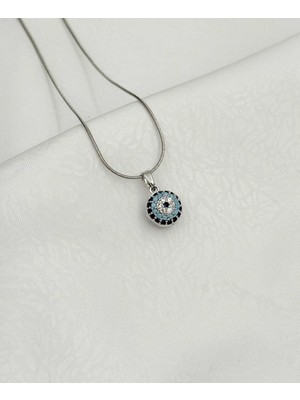 SY Aksesuar Çelik Silver Nazar 45CM Kolye