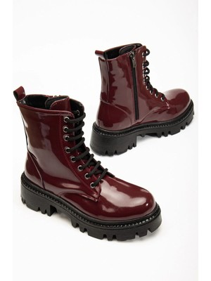 Uslucan Alışveriş 868-356 Bordo Rugan Bağcıklı Fermuarlı Günlük Kadın Bot