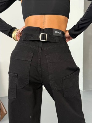 DENİKK Trend Özel Tasasarım Beli Kemerli Ayarlanabilir Cep Tasarımlı Baggy Denim Jean Pantlon