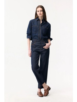 adL Dikiş Detaylı Denim Pantolon Lacivert 15346670000