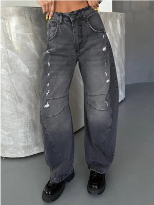 DENİKK Trend Özel Tasasarım Lazerli Baggy Denim Jean Pantlon
