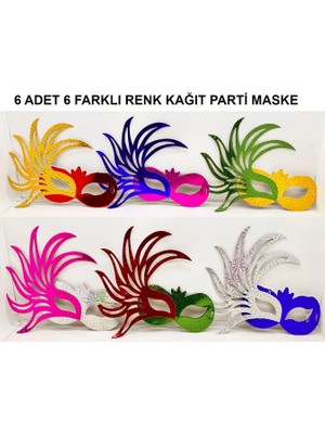 Erdo Ticaret 639LI Renkli Balo Maskesi Seti | Karton Lastikli (Yetişkin-Çocuk Uyumlu)