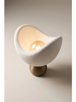 Luna Tasarım Beyaz Bronz Masa Lambası Abajur Loş Amber Işık, Rustik Ampul Hediyeli 20 x 37 cm