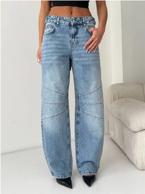 DENİKK Trend Özel Tasarım Wide Leg Denim Rahat Kalıp Jean Pantolon(1)