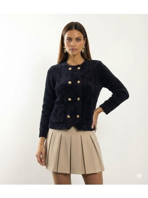 Salome Butik Gold Düğme Detay Yumoş Ceket