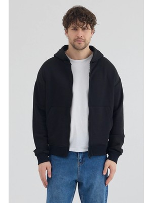 Fancy & Fun Fermuarlı Kapüşonlu Unisex Oversize Pamuklu Yumuşak Dokulu 3 Iplik Sweatshirt