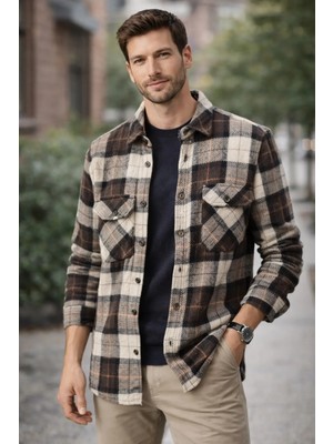 İnce Moda Giyim Erkek Ekose Oduncu Gömlek – Çift Cepli Modern Kesim