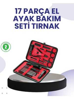 Aesco Taşınabilir Deri Kutulu 17 Parça Manikür Seti