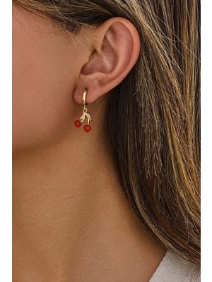 Fayra Accessories Kiraz Figürlü Altın Kaplama Küpe
