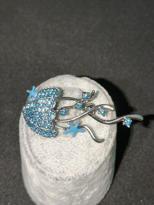 Vulwox Mavi Taşlı Denizanası Broş