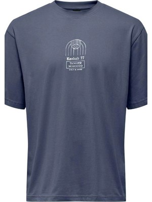 Only & Sons Onsmalık Lıfe Rlx Ss Tee Tr Erkek Mavi T-Shirt - 22039103