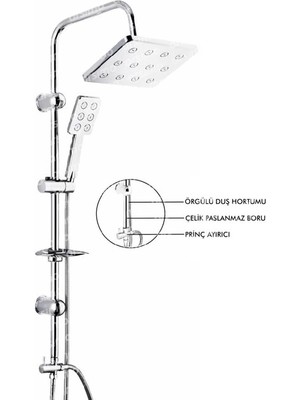 Aesco Robot Duş Seti Krom Dikdörtgen Çok Fonksiyonlu Yağmur Robot Duş Sistemi