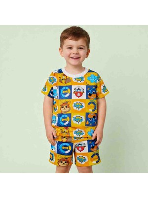 Slatco Kids Bayramlık Erkek Çocuk Ikili Takım Yazlık- Pups Renkli Baskılı