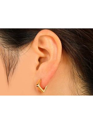 Fayra Accessories Kare Biçiminde 18 K Altın Kaplama Küpe