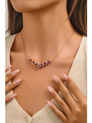 Fayra Accessories Garnet Doğal Taşlı Altın Kaplama Kolye
