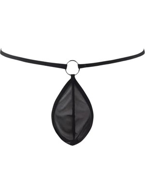 Ett Fantezi Siyah Transparan Halkalı Tül Erkek String Seksi Erkek Iç Çamaşırı TG274610 - 4xl