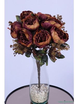 Yapay Çiçek Sitesi Yapay Şakayık Demeti Köpük Cipsolu Aranjman Sonbahar Turuncusu 12 Dal