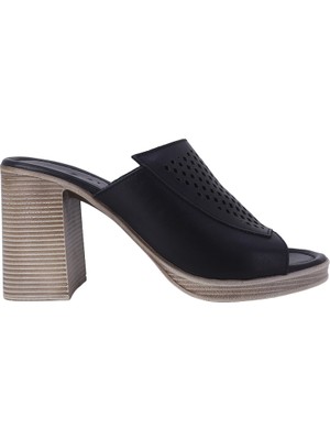 Albini 26Y1101026 Hakiki Deri Topuklu Kadın Terlik