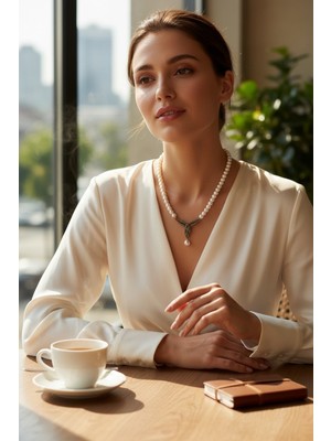 Fayra Accessories Zirkon Taşlı Mayorka Inci Tasarım Kolye