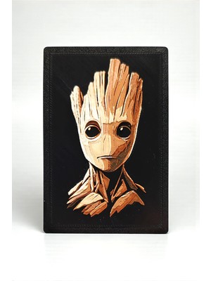 Saes Labs Galaksinin Koruyucuları Groot Dekoratif 3D Mini Tablo 6x9 cm | Magnetli & Bantlı