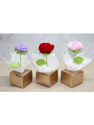 Aesco Kutulu Tekli El Örgüsü Gül Kutulu